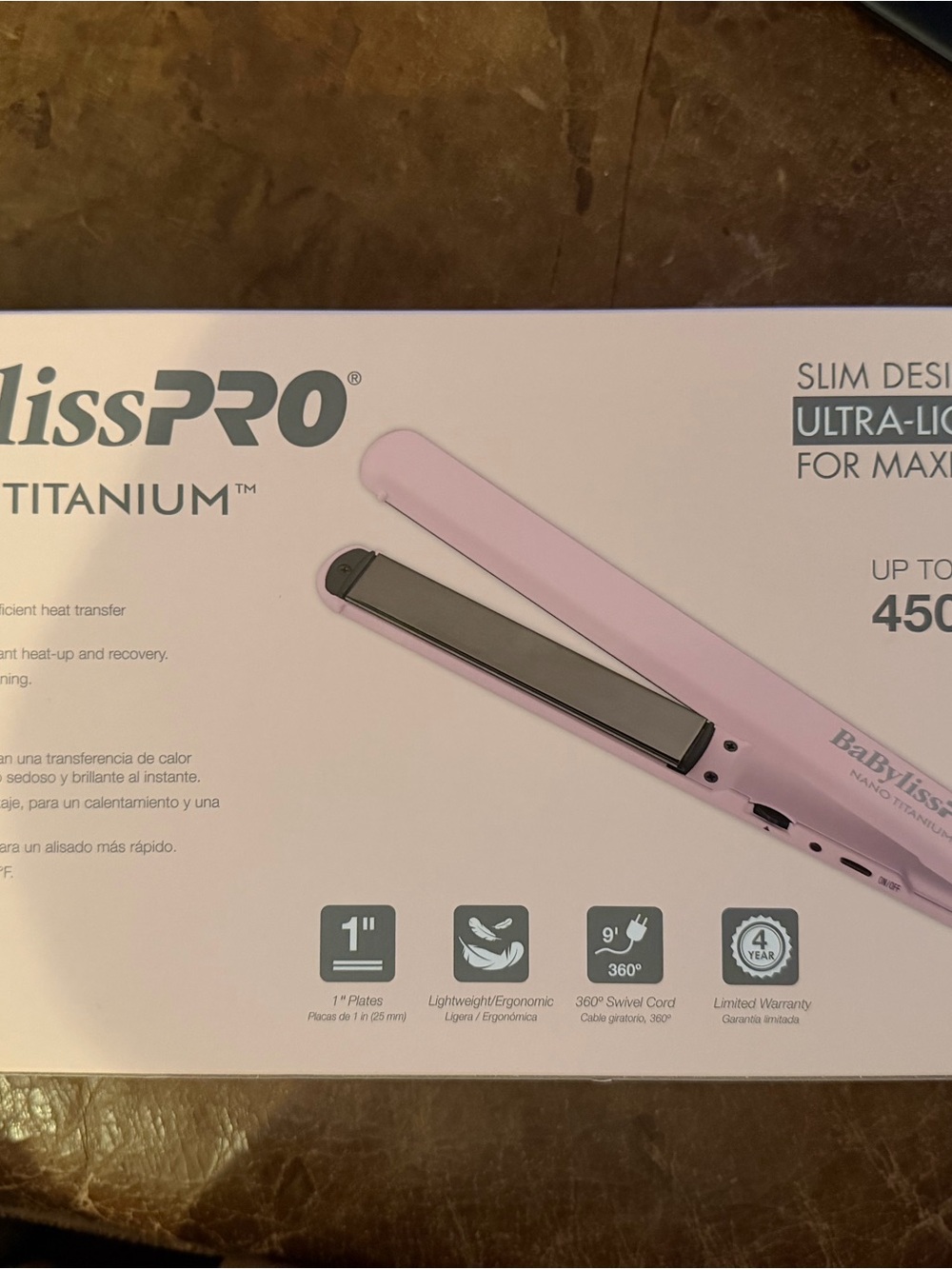 BaByliss Pro Slim Pink nano Titanium Flat Iron Hair Straightener